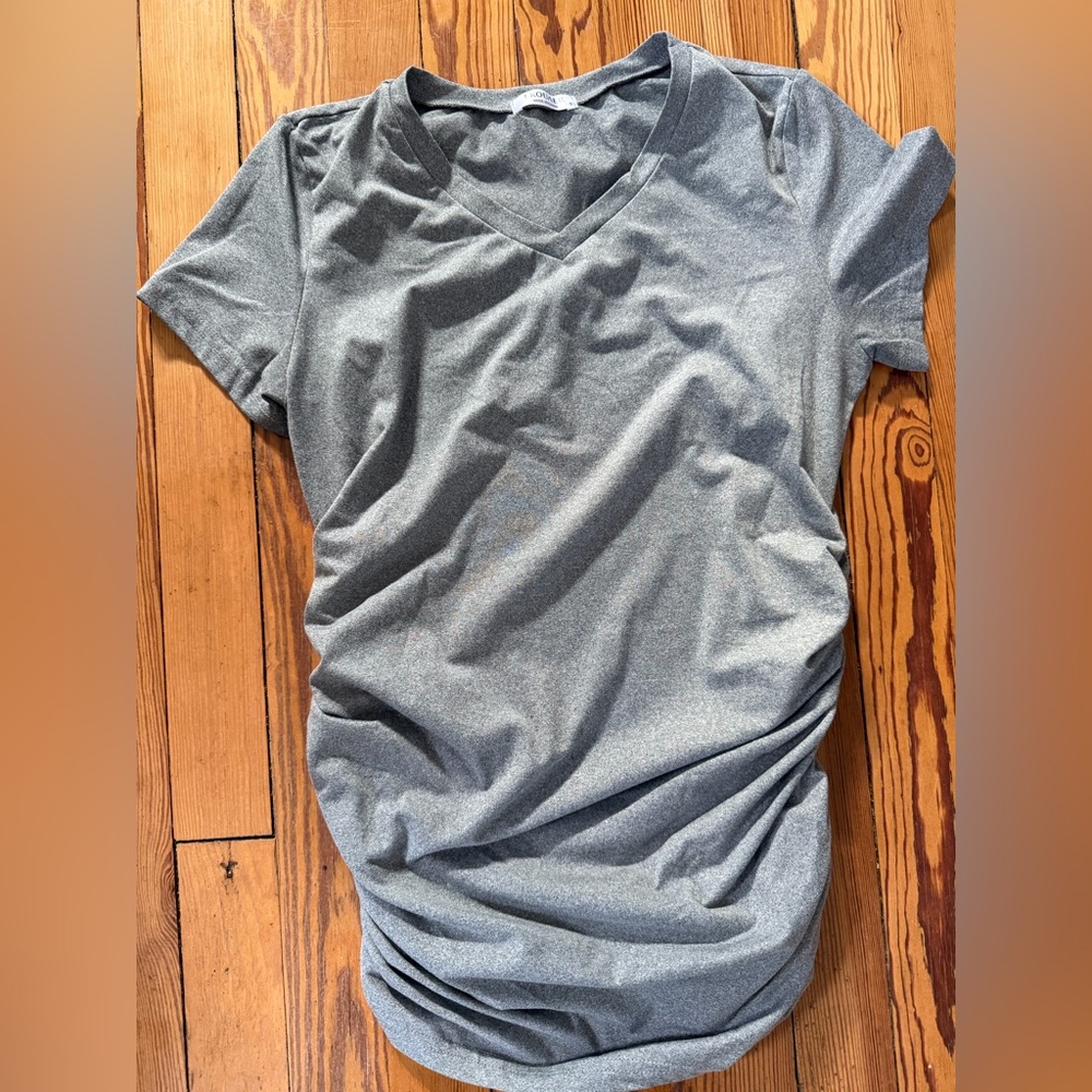 Ekouaer Maternity Tops Bundle Size Small 3 Pack Ruched Tee Black Beige Grey - Picture 2 of 3